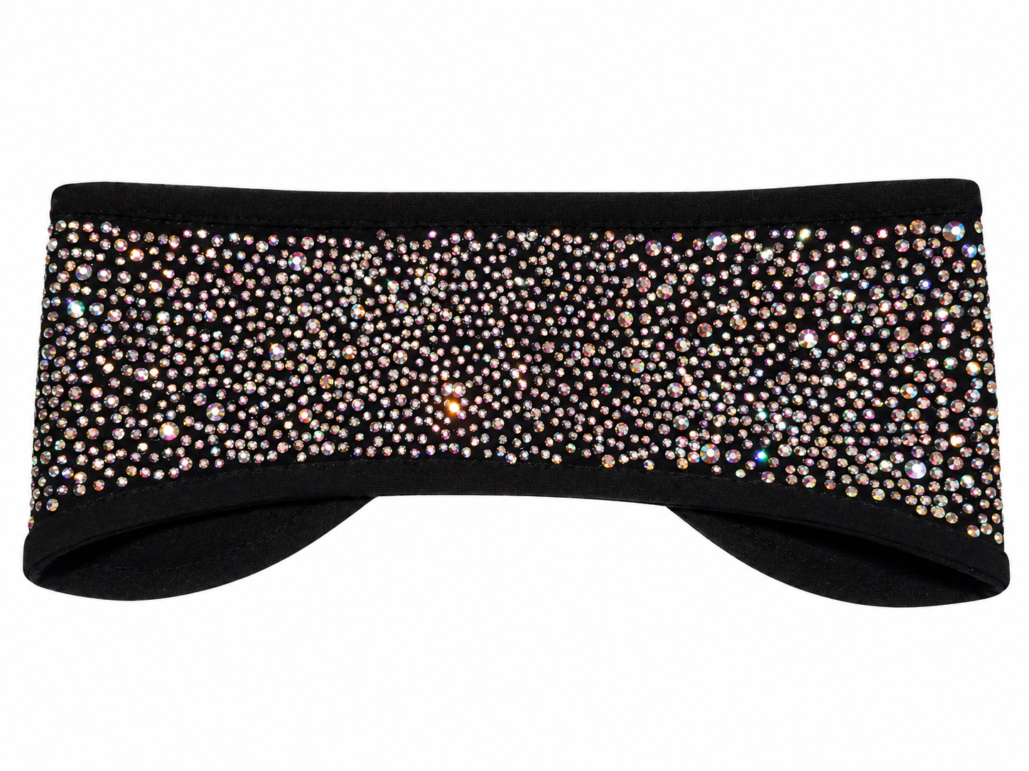 Black headband with iridescent rhinestones